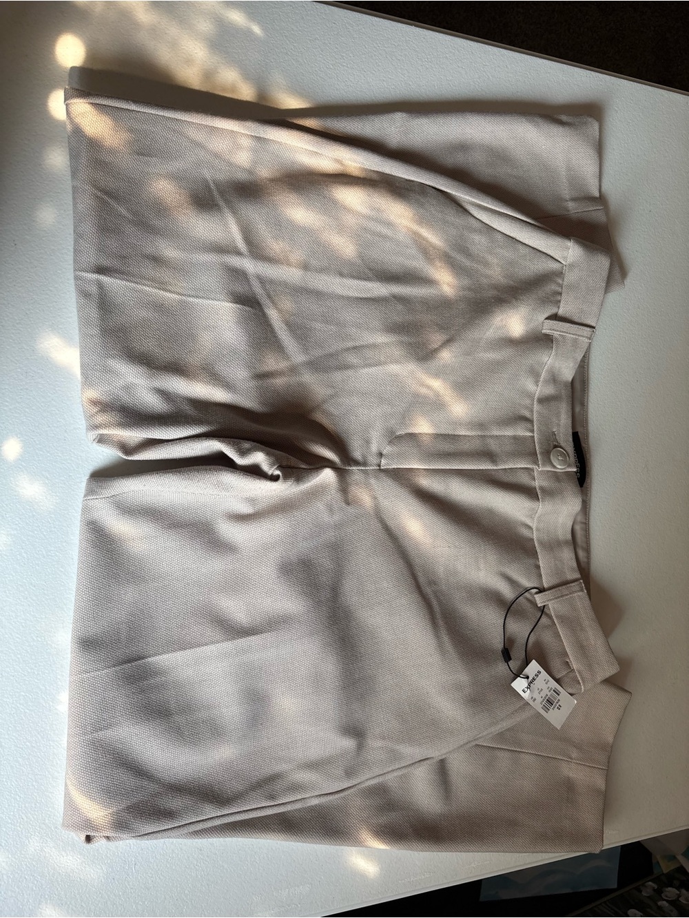 Express Cream Textured Pencil Skirt